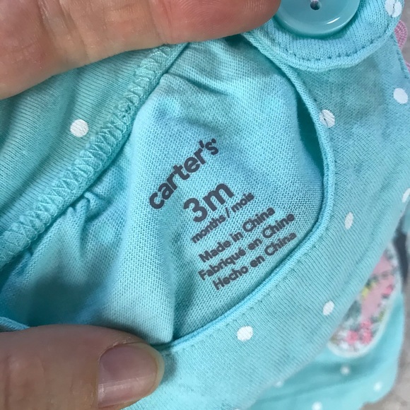 Carter’s Butterfly Romper Polka Dots 3M Blue - Picture 3 of 4